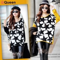 大きいサイズ レディース チュニックTシャツ 星柄 ドルマン袖 黒 659522 ネコポス可 LL 3L 4L 2016年 秋 Queen クイーン|チュニック