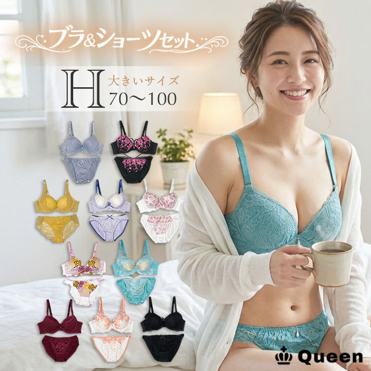 ブラジャー＆ショーツセット（Hカップ・アンダー70/75/80/85/90/95/100） (j2-h)