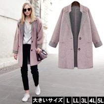 大きいサイズ レディース フェルトコート 薄手ジャケット コーディガン ニュアンスカラー L LL 3L 4L 5L ピンク 新入荷 ネコポス不可 (2066600）|2020年春|新着