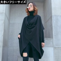 大きいサイズ レディース チュニック ドレープ 重ね着 カシュクール LL 3L 4L 5L 6L ブラック 新入荷 ネコポス可 (t2003317）|2020年夏|新着