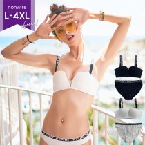 大きいサイズ レディース ノンワイヤー ロゴストラップ ホックレス 下着 ランジェリー L LL 3L 4L 5L ブラック ホワイト 新入荷 ネコポス不可 (q1805034）|2020年夏|新着