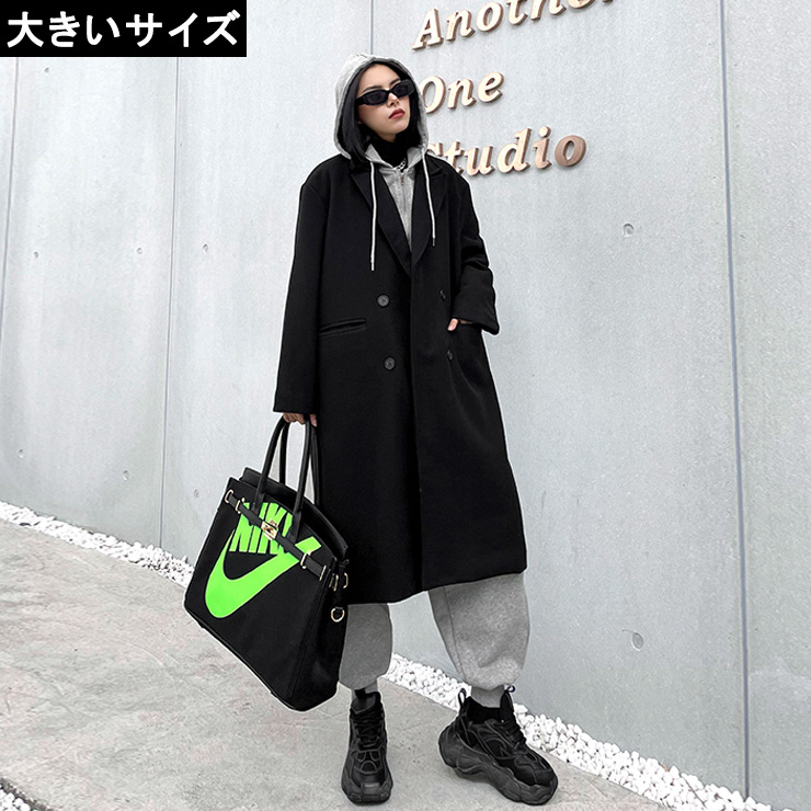 大きいサイズ レディース チェスターコート フードつき オーバー