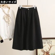 大きいサイズ レディース フレアスカート ミドル丈 黒 ロング LL 3L 4L 5L ブラック 新入荷 ネコポス不可 (ru9456023）|2020年冬|新着