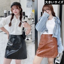 大きいサイズ レディース フェイクレザースカート ミニスカ クロコ模様 PU LL 3L 4L 5L ブラック ブラウン 新入荷 メール便可 (rq8143）|2021年秋|新着