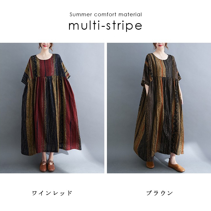 新品 マルチカラー 夏ワンピース 総柄 ゆったり 体型カバー オーバーサイズ Y andit_k114d5641