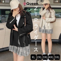 大きいサイズ レディース ライダースジャケット フェイクレザー アウター ショート丈 PU 前開き 春 秋 LL 3L 4L 5L 6L ブラック クリーム 新入荷 メール便不可 (c7758）|20