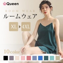 大きいサイズ レディース ルームウェア キャミソール ショートパンツ サテン ナイトウェア 夏 LL 3L 4L 5L ブラック ブルー グリーン 全10色 新入荷 ネコポス可 (14010）|202