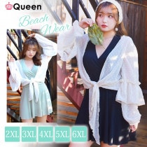 大きいサイズ レディース 水着 ワンピース カバーアップ 羽織り ショートパンツ 夏 3L 4L 5L 6L 7L ブラック グリーン 新入荷 メール便不可 (a2025）|2022年夏|新着