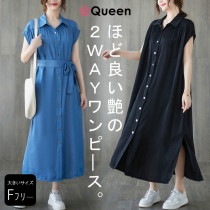 大きいサイズ レディース ヨークギャザーワンピース オーバーサイズ キャップスリーブ 体型カバー 夏 LL 3L 4L 5L 6L ブラック ブルー 新入荷 メール便不可 (51591095）|202
