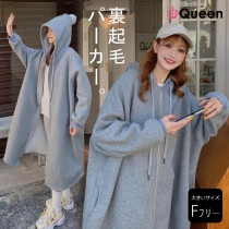 大きいサイズ レディース パーカーワンピース オーバーサイズ 裏起毛 ポンポンつき 冬 LL 3L 4L 5L 6L グレー 新入荷 ネコポス不可 (hm9153）|2022年冬|新着