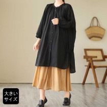 チュニックシャツ オーバーサイズ ワイド ドルマン袖 黒 春 夏 秋 大きいサイズ レディース (1286655）|2023年秋|新着