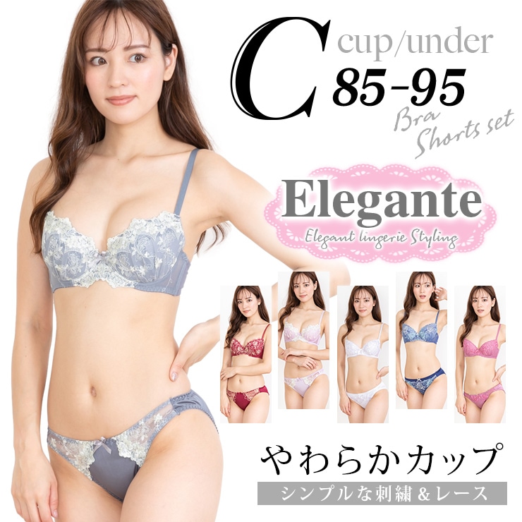 大きいサイズ レディース ブラジャー ショーツセット 上下セット ブラセット 下着 C85 C90 C95 やわらかカップ 大きめアンダー 上下セット (hk-c)