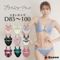 大きいサイズ ブラショーツセット レース モールドカップ D85 D90 D95 D100 (j3a-d)|【削除】カップ別ブラ＆ショーツ|下着