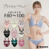 大きいサイズ ブラショーツセット レース モールドカップ F80 F85 F90 F95 F100 (j3a-f)|【削除】カップ別ブラ＆ショーツ|下着
