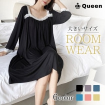 大きいサイズ レディース ネグリジェ ワンピース パジャマ ルームウェア ナイトウェア 半袖 春 秋 LL 3L 4L 5L 6L (zf2210-2）|ルームウェア