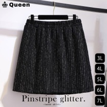 大きいサイズ レディース ツイードスカート ミニスカート 黒 ストライプ タイト 3L 4L 5L 6L 7L (60741）|2024年春|新着