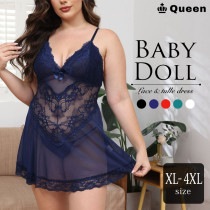 大きいサイズ ベビードール レディース 下着 セクシー ランジェリー スリップ ナイトウェア ショーツセット LL 3L 4L 5L (r7355）|ベビードール