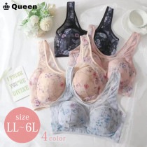 花柄メッシュノンワイヤーブラB LL 3L 4L 5L 6L (tb028）|ブラジャー