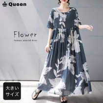 ホワイトビッグフラワープリントワンピース (248259）|2025年夏|新着