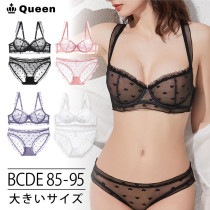 ハート刺繍レース透けブラショーツセット (b024)|2025年夏|新着