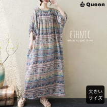 ネイティブ柄スモックワンピース (381040）|2025年夏|新着