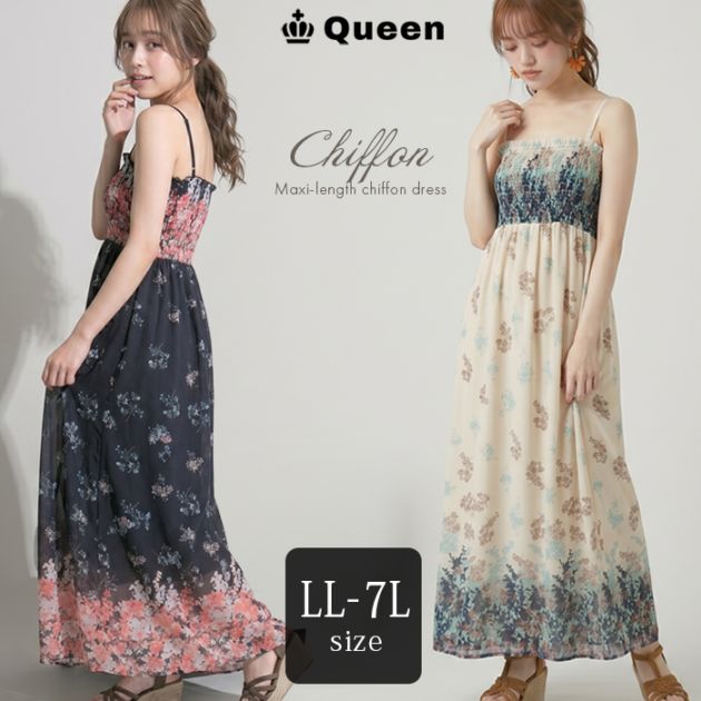 小花柄マキシキャミワンピース LL 3L 4L 5L 6L 7L (c0015）