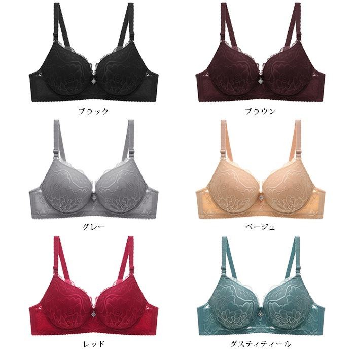 ストーンチャーム付きフラワーレースブラジャー (tb858）