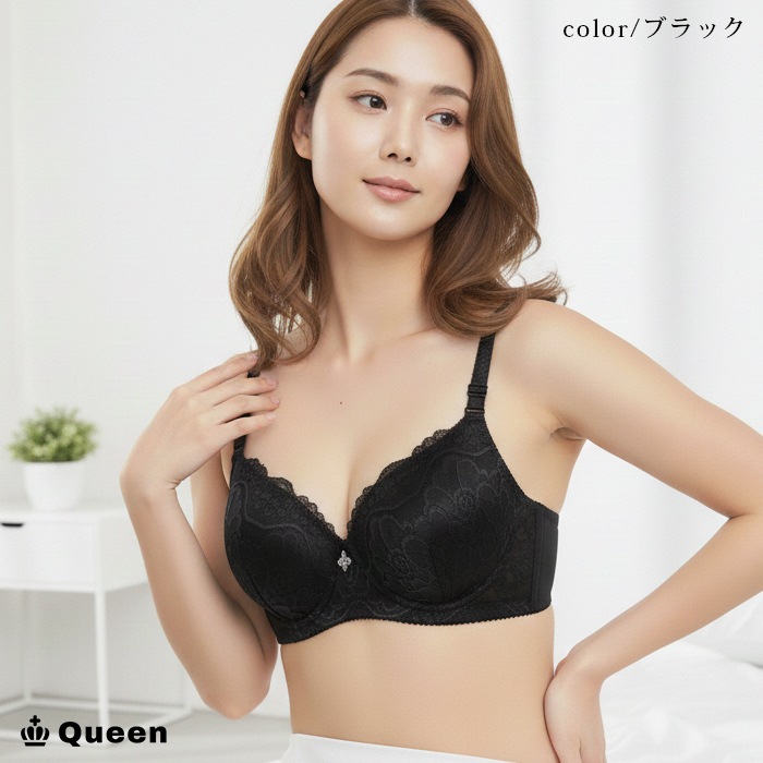 ストーンチャーム付きフラワーレースブラジャー (tb858）