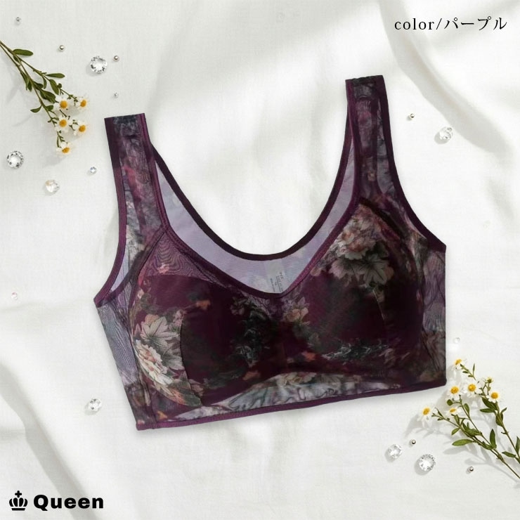 花柄メッシュノンワイヤーブラジャー L LL 3L 4L 5L 6L (tb007）