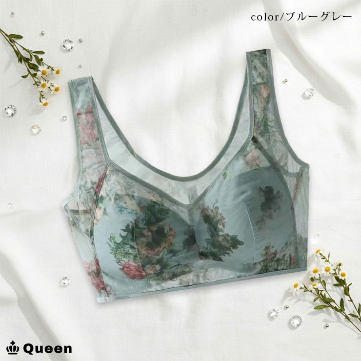 花柄メッシュノンワイヤーブラジャー L LL 3L 4L 5L 6L (tb007）