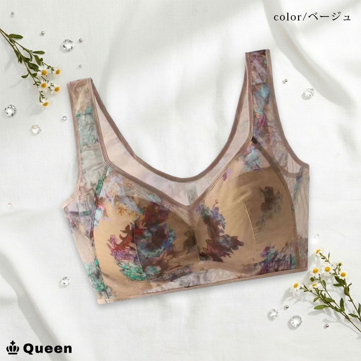 花柄メッシュノンワイヤーブラジャー L LL 3L 4L 5L 6L (tb007）