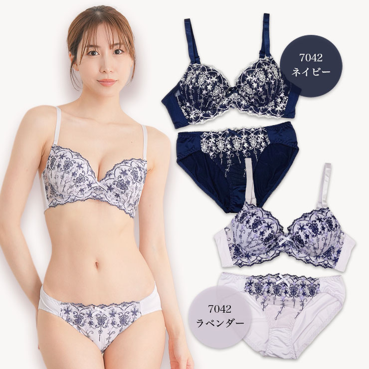ソフトワイヤー×脇高ブラジャー&ショーツセット(Cカップ・アンダー85/90/95) (j7-c)