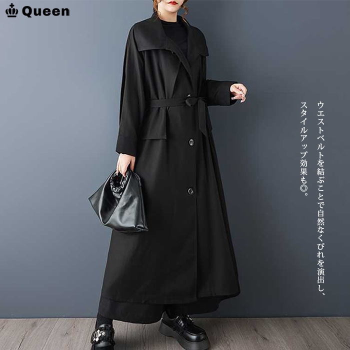 コーデュロイバックボタントレンチ風コート（ウエストリボン付き