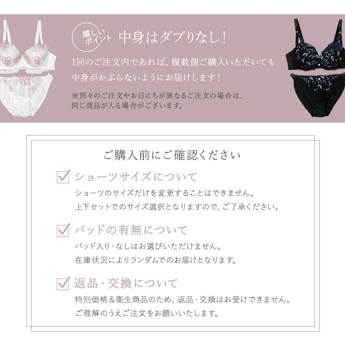 テイストが選べるブラ&ショーツセット3点入り福袋 (GHIカップ/アンダー70~100) (fukuburagh-3t)