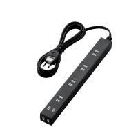 エレコム ほこり防止シャッター付きスリムタップ(雷ガード内蔵) T-NSLK-2620BK