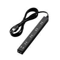 エレコム ほこり防止シャッター付きスリムタップ(雷ガード内蔵) T-NSLK-2630BK