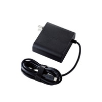 ﾉｰﾄPC用ACｱﾀﾞﾌﾟﾀｰ/Type-C/USB Power Delivery対応/65W/ｹｰﾌﾞﾙ一体型/2m/ﾌﾞﾗｯｸ