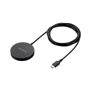 エレコム W-MA04BK ワイヤレス充電器  Qi 認証 Qi2 対応 15W / 7.5W / 5W マグネット式 卓上 ケーブル一体 1.5m 置くだけ充電器 【 iPhone Airpods 各種対応 】 ブラック