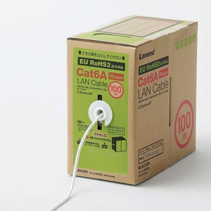 エレコム Cat6A対応LANケーブル(自作用・長尺)　LD-GPAL/WH100RS（100m、ホワイト）