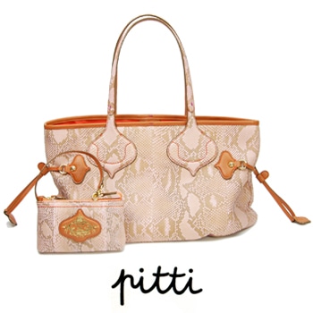 ピッティ　パイソン　トートバッグ　ピンク