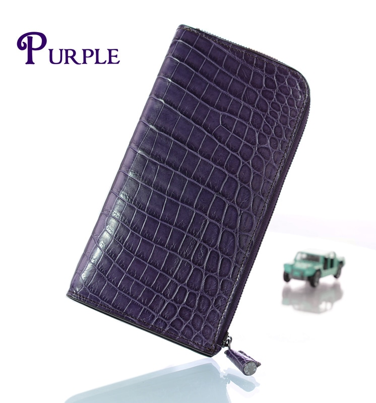 ヴェデッタ　クロコダイル　スリムウォレット　パープル