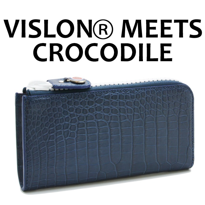 ヴェデッタ　マット　クロコダイル　ビッグジップ　ウォレット　ネイビー