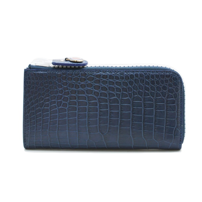ヴェデッタ　マット　クロコダイル　ビッグジップ　ウォレット　ネイビー