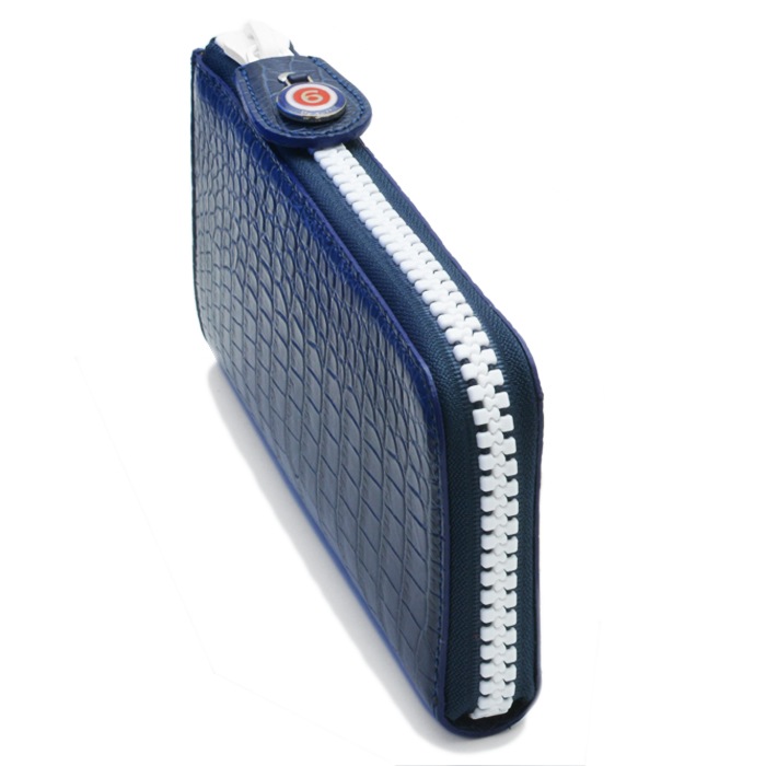 ヴェデッタ　マット　クロコダイル　ビッグジップ　ウォレット　ネイビー