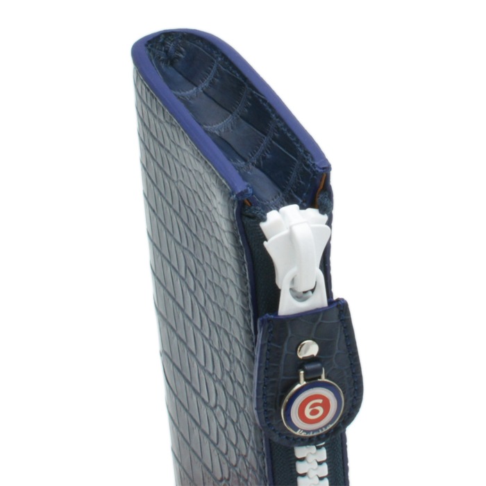 ヴェデッタ　マット　クロコダイル　ビッグジップ　ウォレット　ネイビー