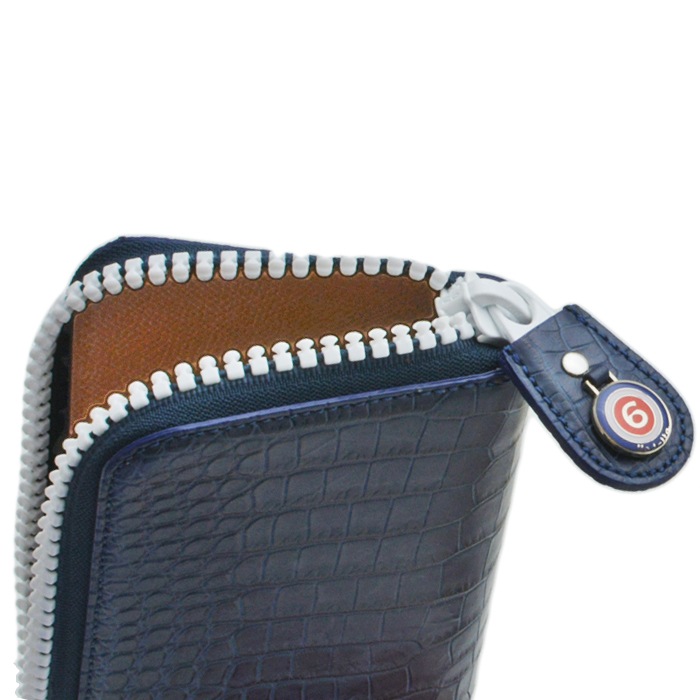 ヴェデッタ　マット　クロコダイル　ビッグジップ　ウォレット　ネイビー