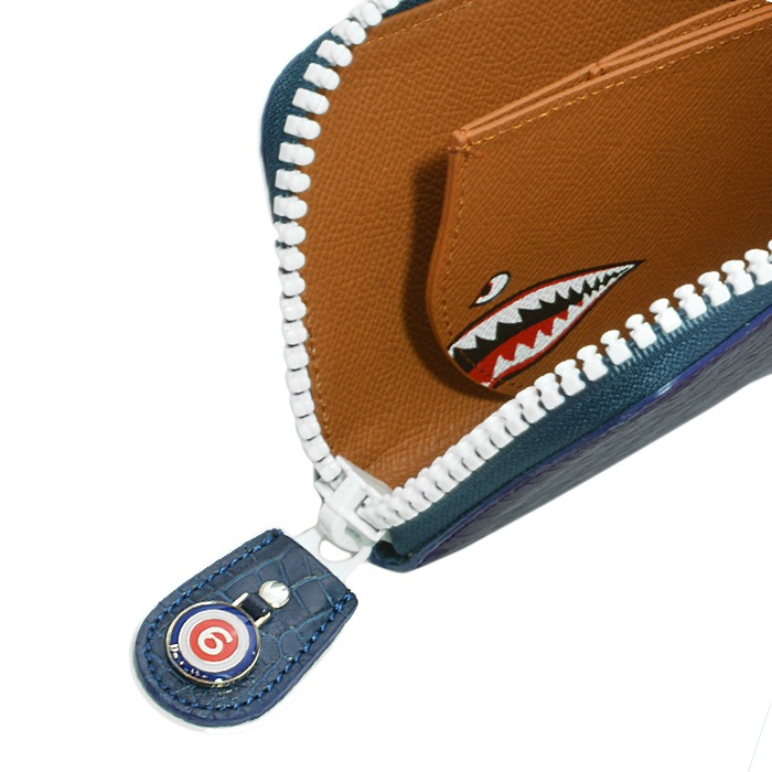 ヴェデッタ　マット　クロコダイル　ビッグジップ　ウォレット　ネイビー