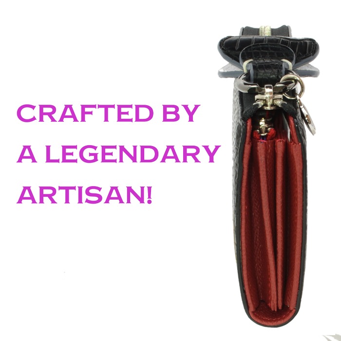 チビナイル　マット　クロコダイル　ウォレット　ロルナ　ブラック