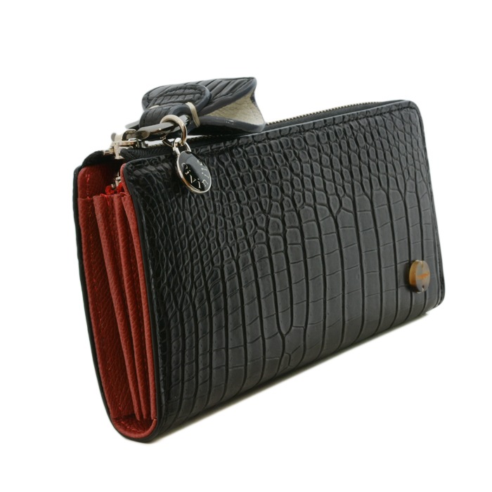 チビナイル　マット　クロコダイル　ウォレット　ロルナ　ブラック