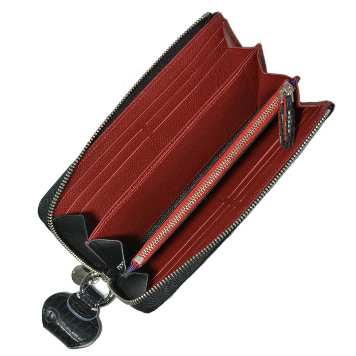 チビナイル　マット　クロコダイル　ウォレット　ロルナ　ブラック